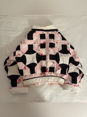 Handmade one of one quilted jacket patchwork rose buds size small